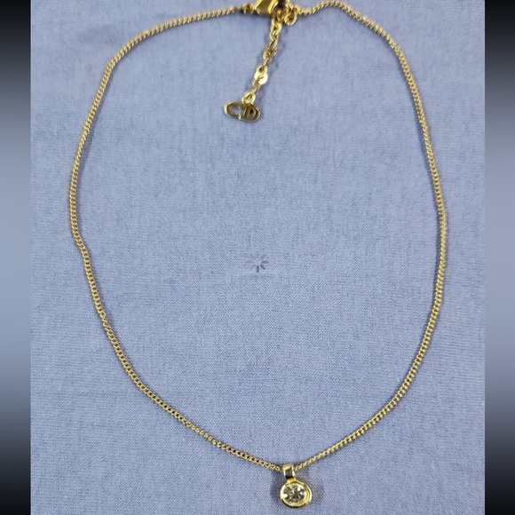 Vintage Christian Dior solitaire Swarovski crystal pendant necklace - Picture 6 of 14